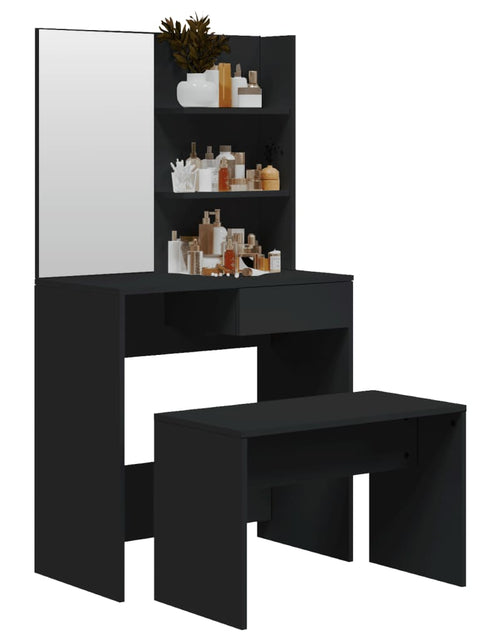 Загрузите изображение в средство просмотра галереи, Set măsuță de toaletă, negru, 74,5x40x141 cm - Lando
