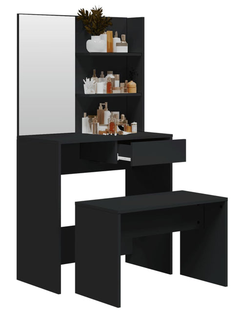 Încărcați imaginea în vizualizatorul Galerie, Set măsuță de toaletă, negru, 74,5x40x141 cm - Lando
