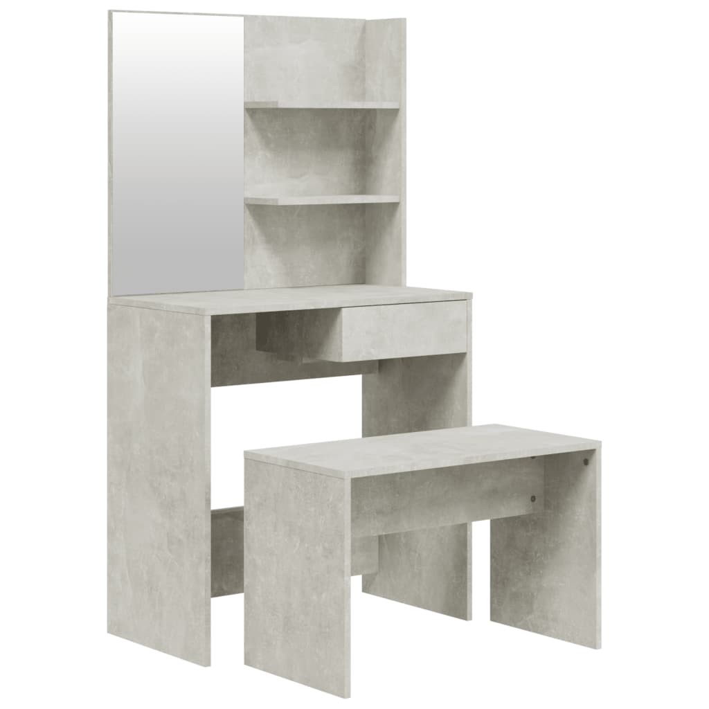 Set măsuță de toaletă, gri beton, 74,5x40x141 cm - Lando