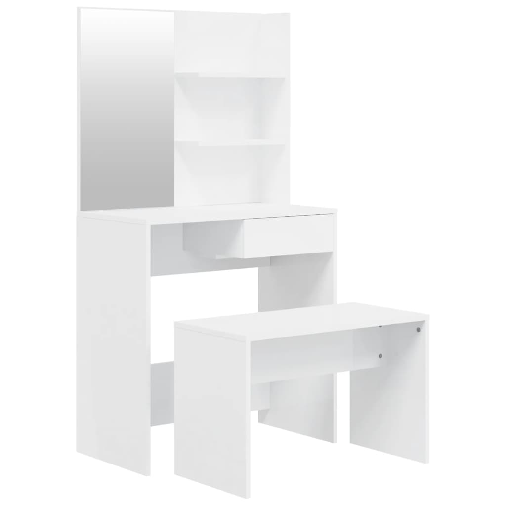 Set măsuță de toaletă, alb extralucios, 74,5x40x141 cm - Lando