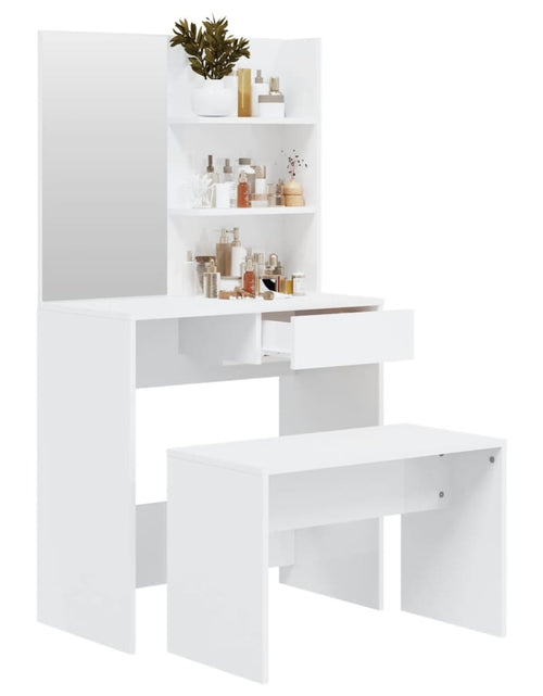 Încărcați imaginea în vizualizatorul Galerie, Set măsuță de toaletă, alb extralucios, 74,5x40x141 cm - Lando
