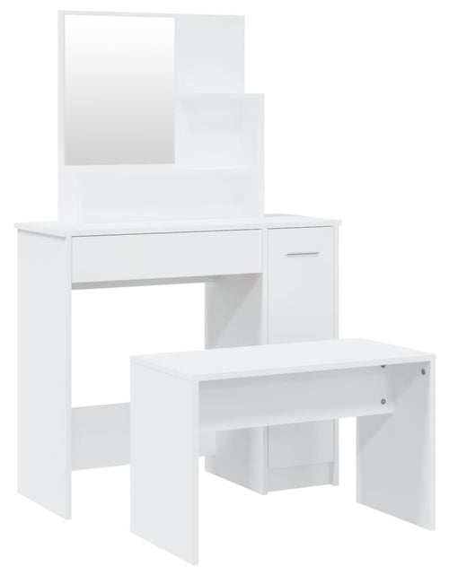 Загрузите изображение в средство просмотра галереи, Set măsuță de toaletă, alb, 86,5x35x136 cm - Lando
