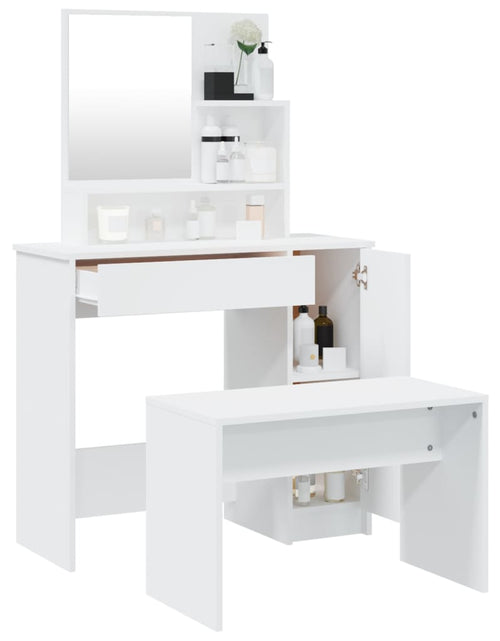 Încărcați imaginea în vizualizatorul Galerie, Set măsuță de toaletă, alb, 86,5x35x136 cm - Lando
