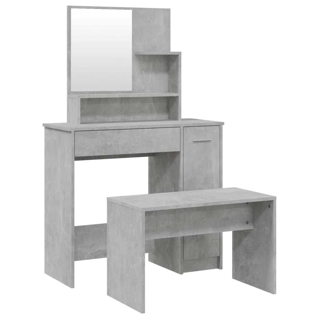 Set măsuță de toaletă, gri beton, 86,5x35x136 cm - Lando