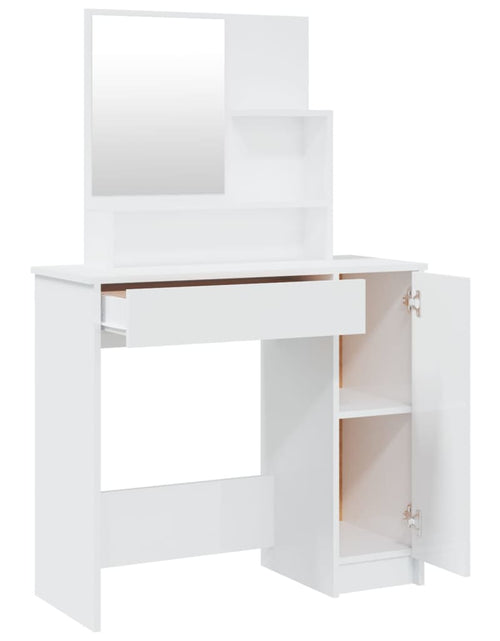 Încărcați imaginea în vizualizatorul Galerie, Set măsuță de toaletă, alb extralucios, 86,5x35x136 cm - Lando
