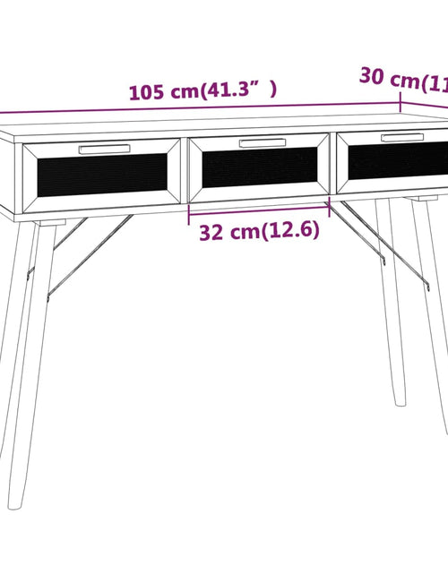 Încărcați imaginea în vizualizatorul Galerie, Masă consolă maro 105x30x75 cm lemn masiv pin și ratan natural Lando - Lando
