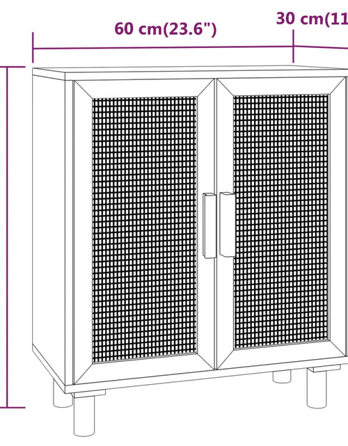 Încărcați imaginea în vizualizatorul Galerie, Servantă, alb, 60x30x70 cm, lemn masiv pin și ratan natural Lando - Lando

