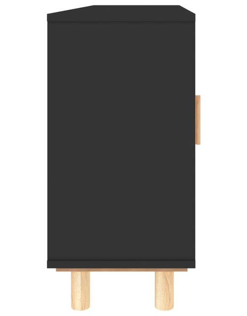 Загрузите изображение в средство просмотра галереи, Servantă, negru, 105x30x60 cm, lemn masiv pin și ratan natural Lando - Lando
