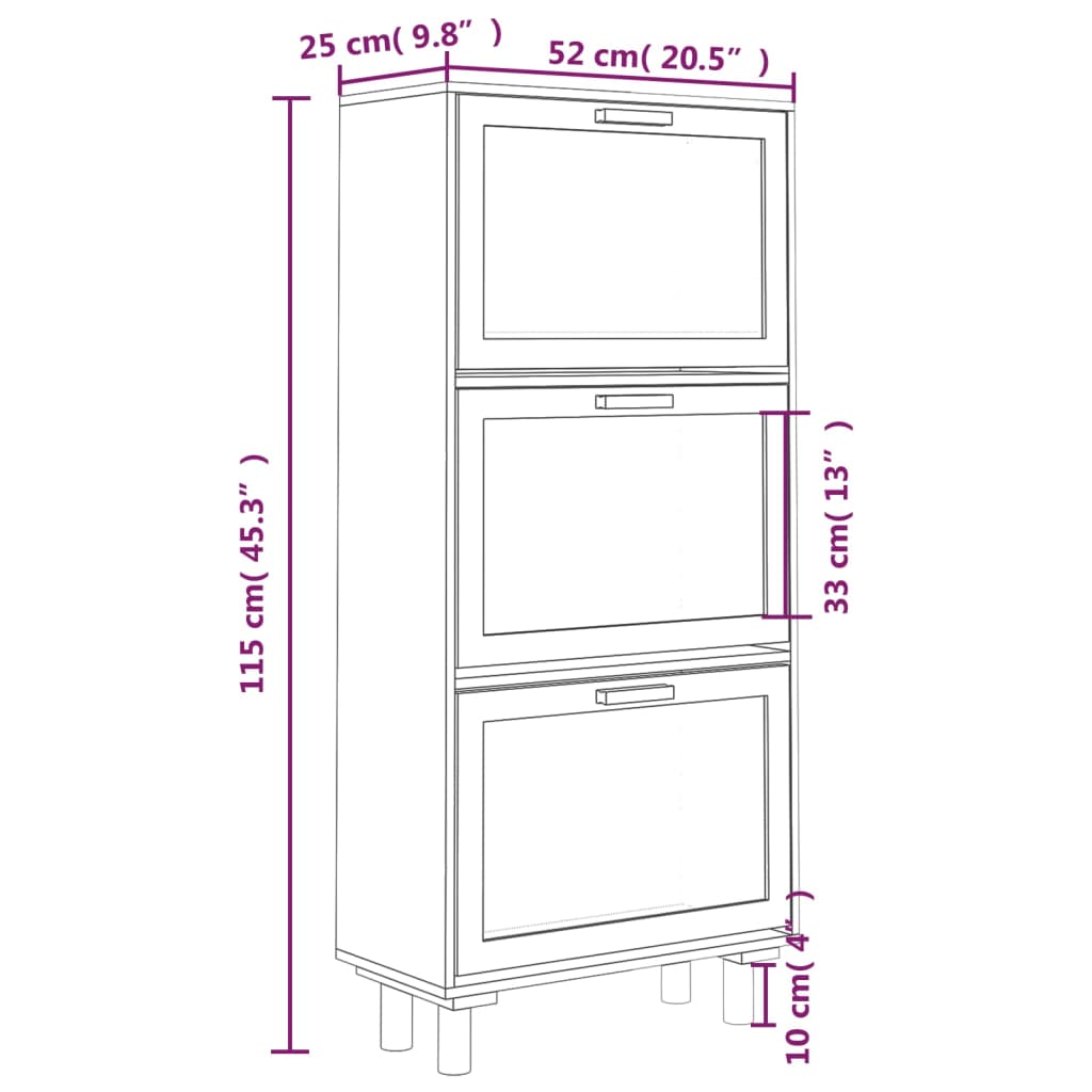 Pantofar, alb, 52x25x115 cm, lemn prelucrat și ratan natural - Lando