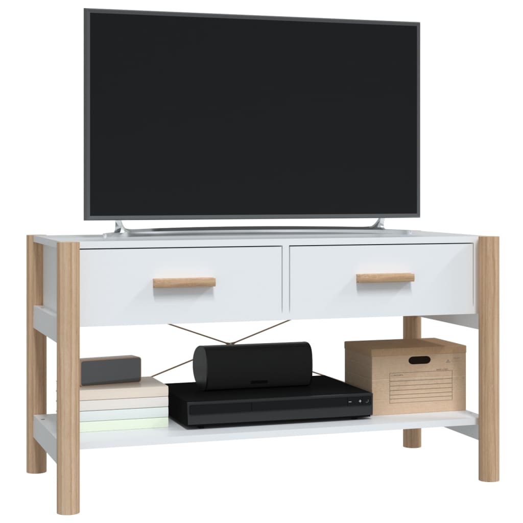 Comodă TV, alb, 82x38x45 cm, lemn prelucrat Lando - Lando