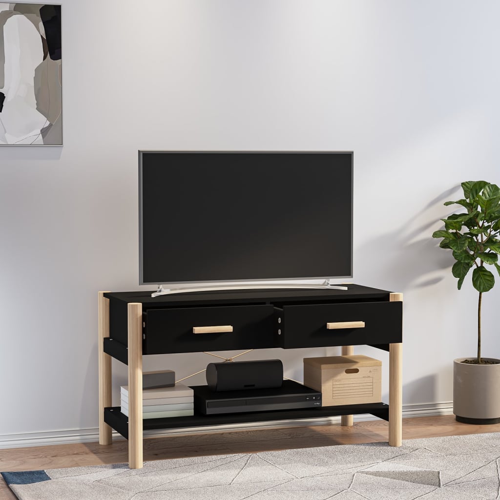 Comodă TV, negru, 82x38x45 cm, lemn prelucrat Lando - Lando