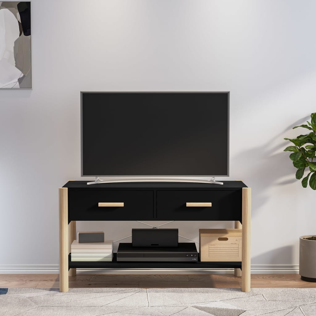 Comodă TV, negru, 82x38x45 cm, lemn prelucrat Lando - Lando