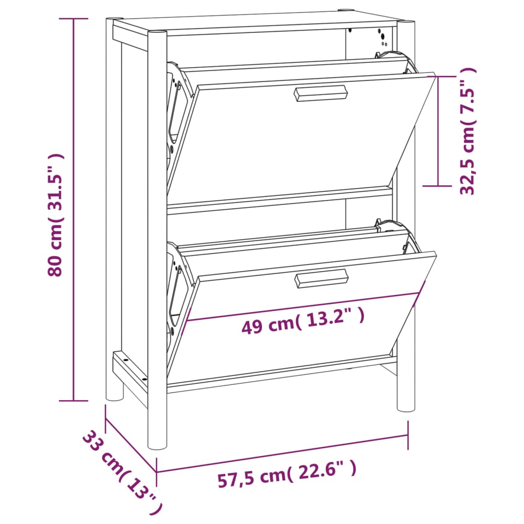 Pantofar, 57,5x33x80 cm, lemn prelucrat - Lando