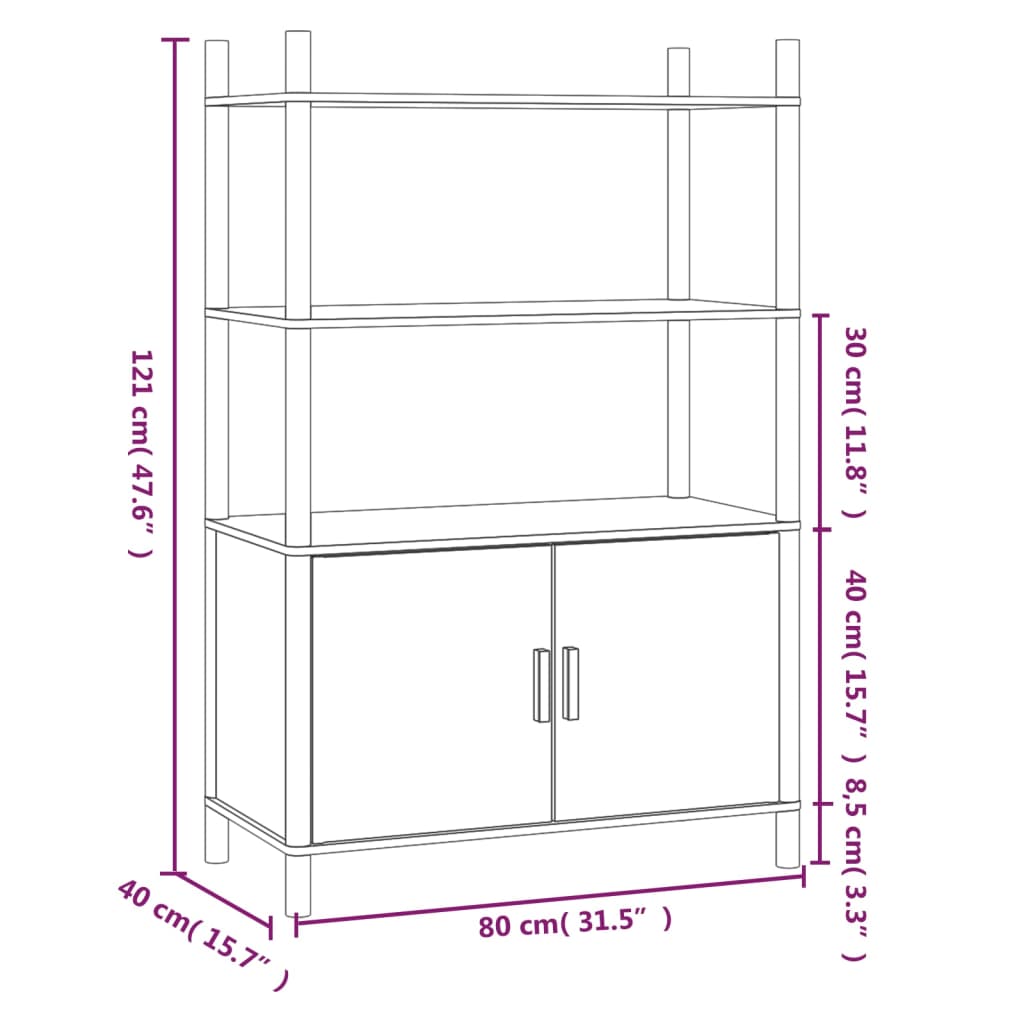 Dulap înalt, alb, 80x40x121, cm lemn prelucrat Lando - Lando