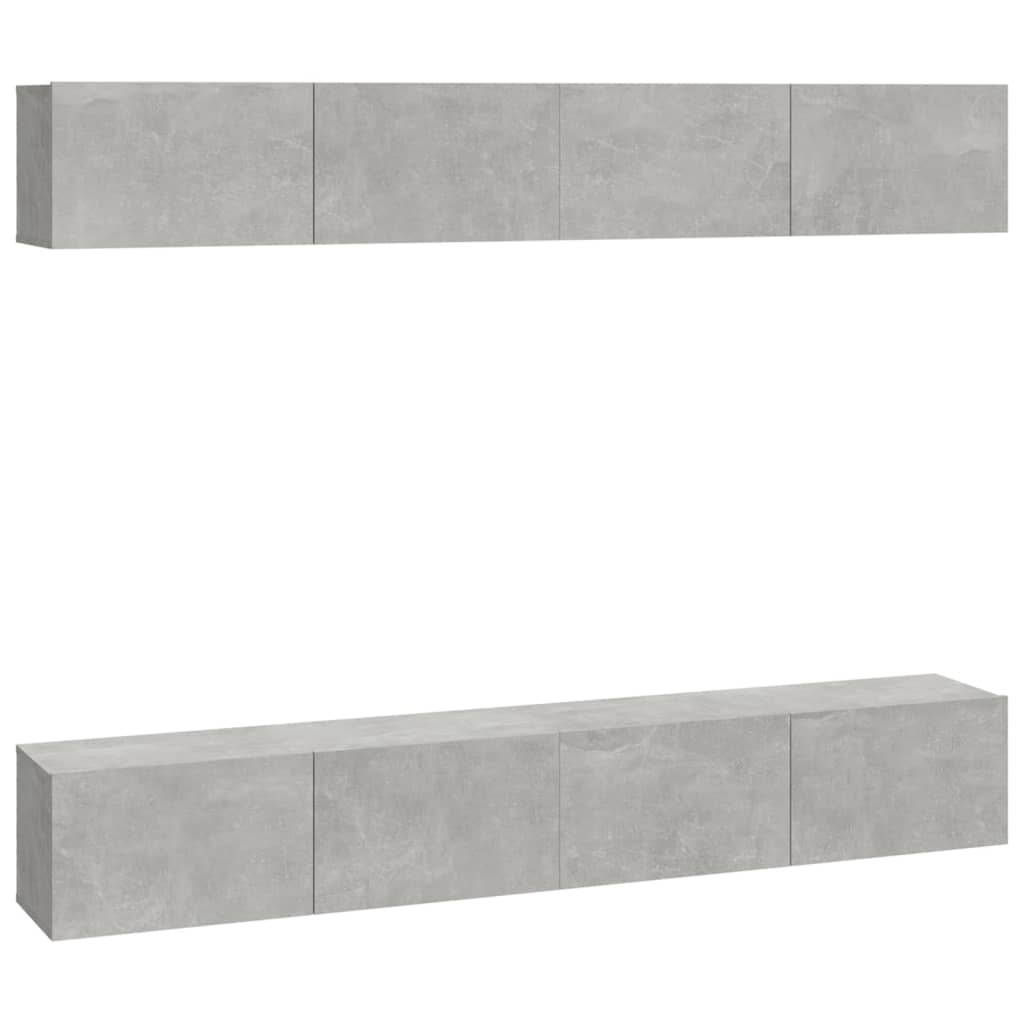 Dulapuri TV de perete, 4 buc, gri beton, 100x30x30 cm Lando - Lando