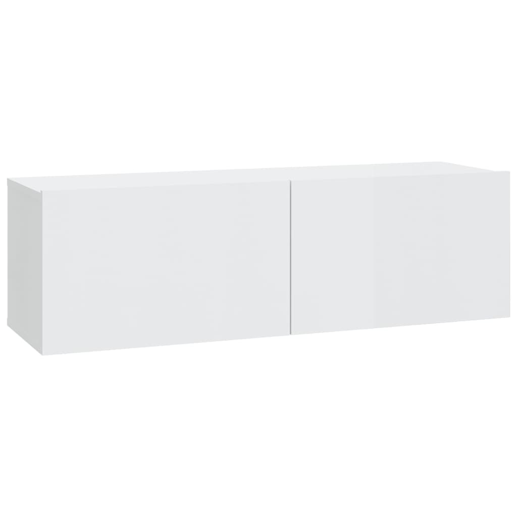 Dulapuri TV de perete, 4 buc., alb extralucios, 100x30x30 cm Lando - Lando