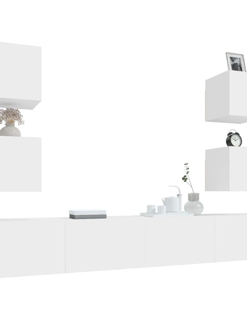 Încărcați imaginea în vizualizatorul Galerie, Set dulap TV, 6 piese, alb, lemn prelucrat Lando - Lando
