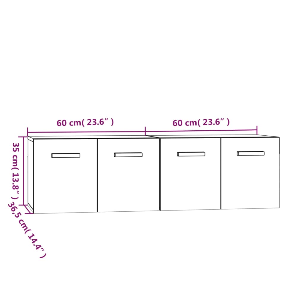 Dulapuri TV de perete 2 buc. stejar fumuriu 60x36,5x35 cm lemn - Lando