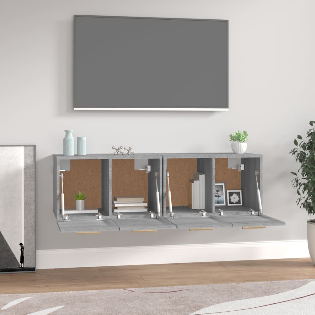 Dulapuri TV de perete, 2 buc., gri sonoma, 60x36,5x35 cm, lemn - Lando
