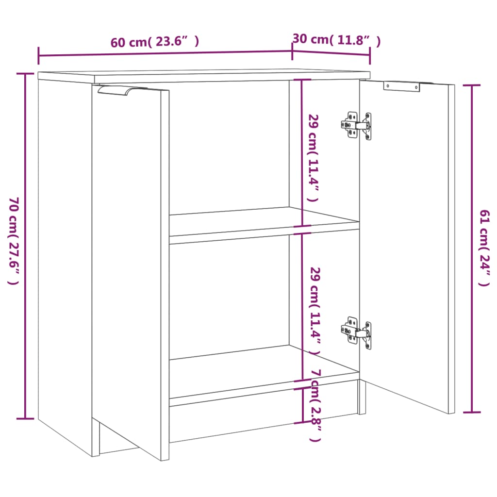 Servante, 2 piese, alb, 60x30x70 cm, lemn prelucrat - Lando