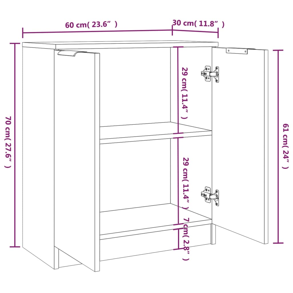 Servante, 2 piese, gri beton, 60x30x70 cm, lemn prelucrat - Lando