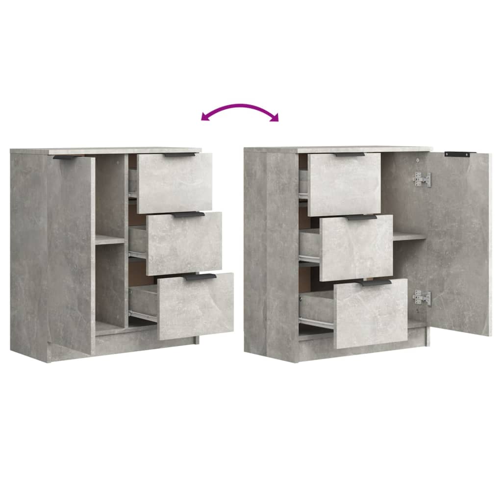 Servante, 2 buc., gri beton, 60x30x70 cm, lemn prelucrat Lando - Lando