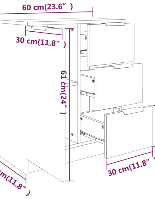 Încărcați imaginea în vizualizatorul Galerie, Servante, 2 buc., gri beton, 60x30x70 cm, lemn prelucrat Lando - Lando
