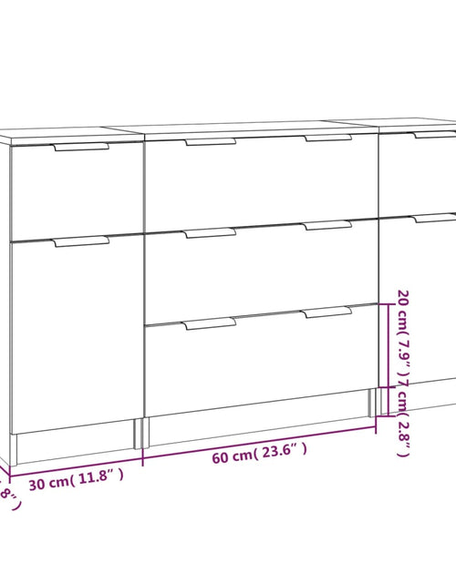 Încărcați imaginea în vizualizatorul Galerie, Set servantă, 3 piese, gri sonoma, lemn prelucrat - Lando

