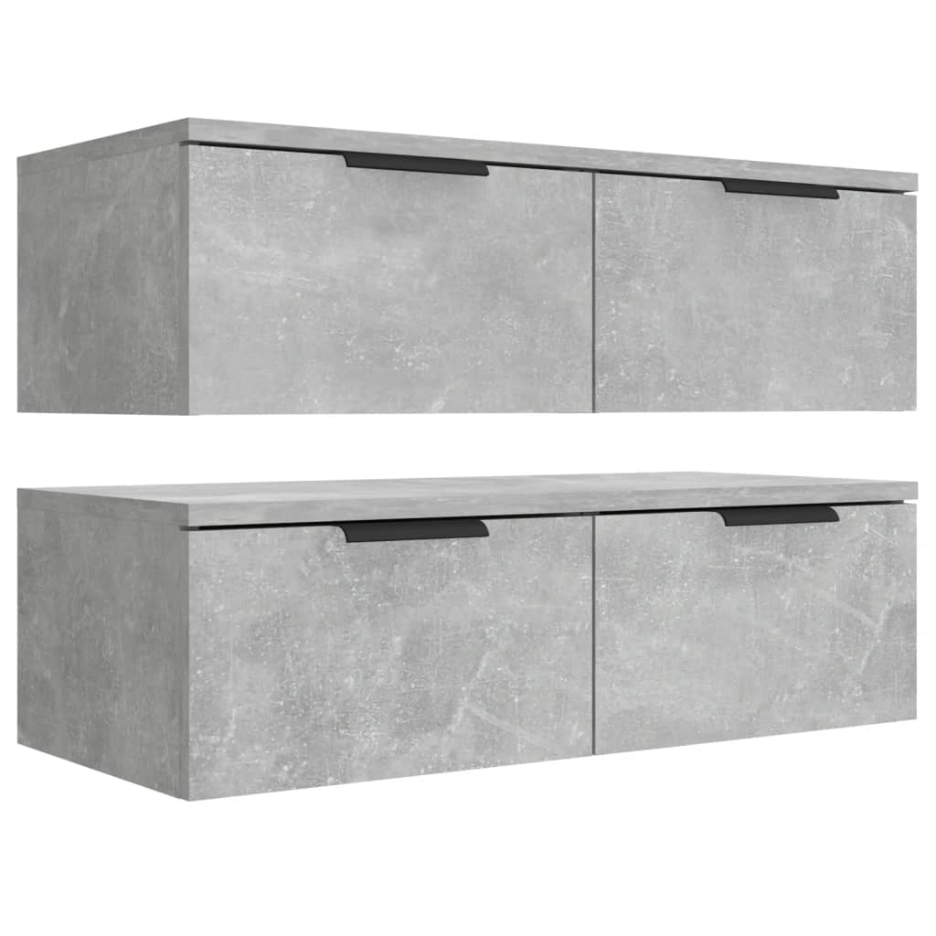 Dulapuri perete, 2 buc., gri beton, 68x30x20 cm, lemn prelucrat Lando - Lando