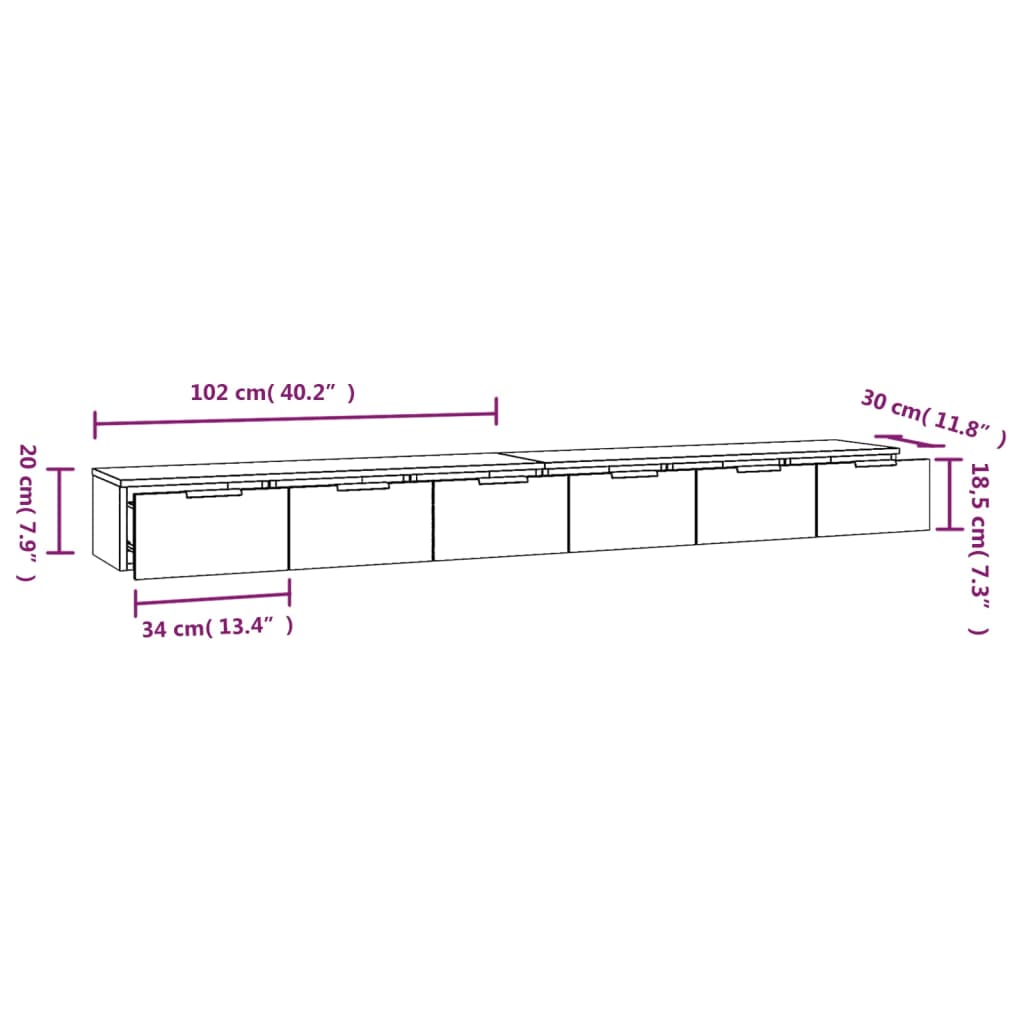 Dulapuri perete, 2 buc., sonoma, 102x30x20 cm, lemn prelucrat - Lando