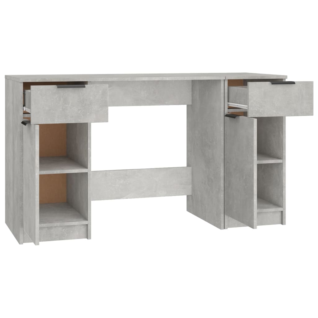 Birou cu dulap lateral, gri beton, lemn prelucrat - Lando