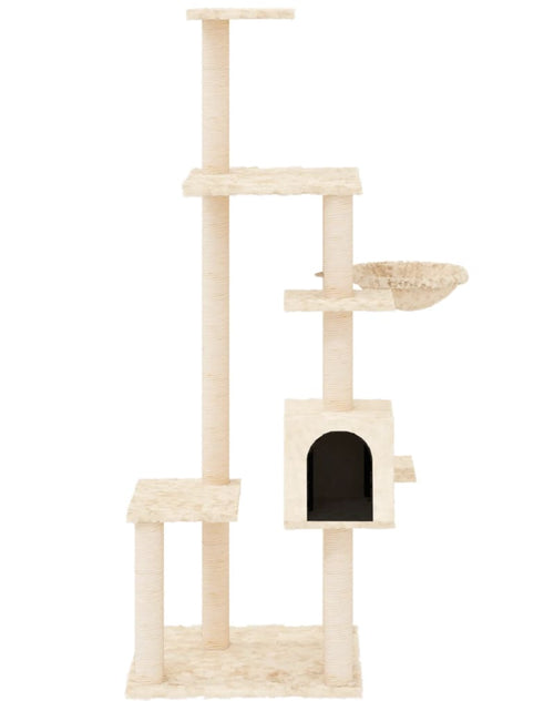 Încărcați imaginea în vizualizatorul Galerie, Ansamblu de pisici cu stâlpi din funie de sisal, crem, 142 cm Lando - Lando
