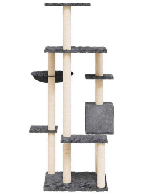 Загрузите изображение в средство просмотра галереи, Ansamblu pisici cu stâlpi din funie sisal, gri închis, 142 cm Lando - Lando
