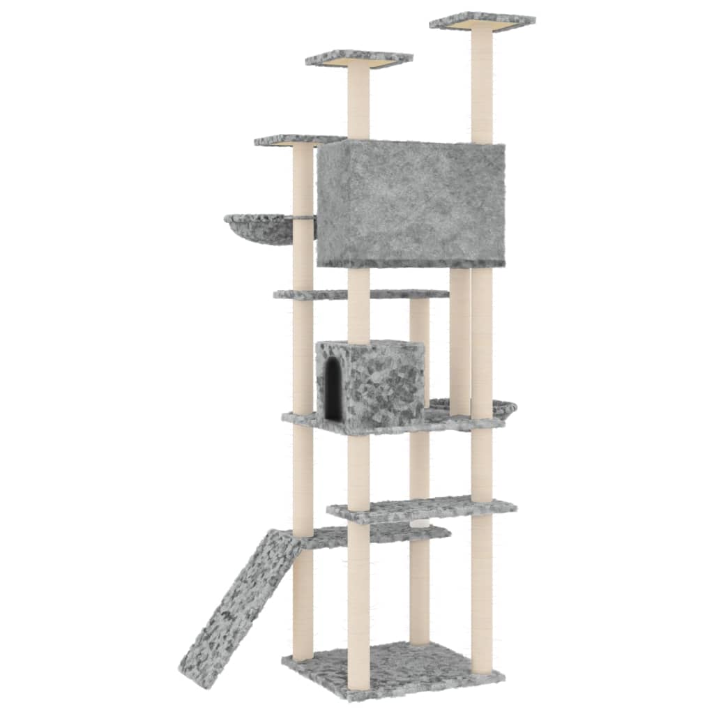 Ansamblu pisici, stâlpi din funie sisal, gri deschis, 191 cm - Lando