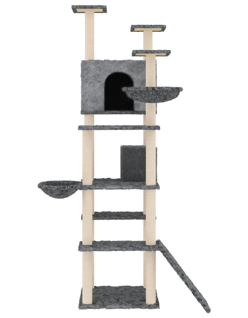 Încărcați imaginea în vizualizatorul Galerie, Ansamblu pisici, stâlpi din funie sisal, gri închis, 191 cm - Lando
