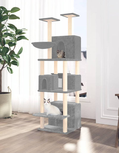 Încărcați imaginea în vizualizatorul Galerie, Ansamblu de pisici, stâlpi din funie sisal, gri deschis, 180 cm - Lando
