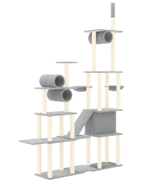 Încărcați imaginea în vizualizatorul Galerie, Ansamblu pisici cu stâlpi din funie sisal, gri deschis, 279 cm Lando - Lando
