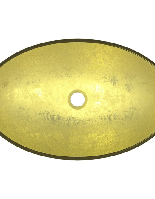 Încărcați imaginea în vizualizatorul Galerie, Chiuvetă din sticlă securizată, auriu, 54,5x35x15,5 cm Lando - Lando
