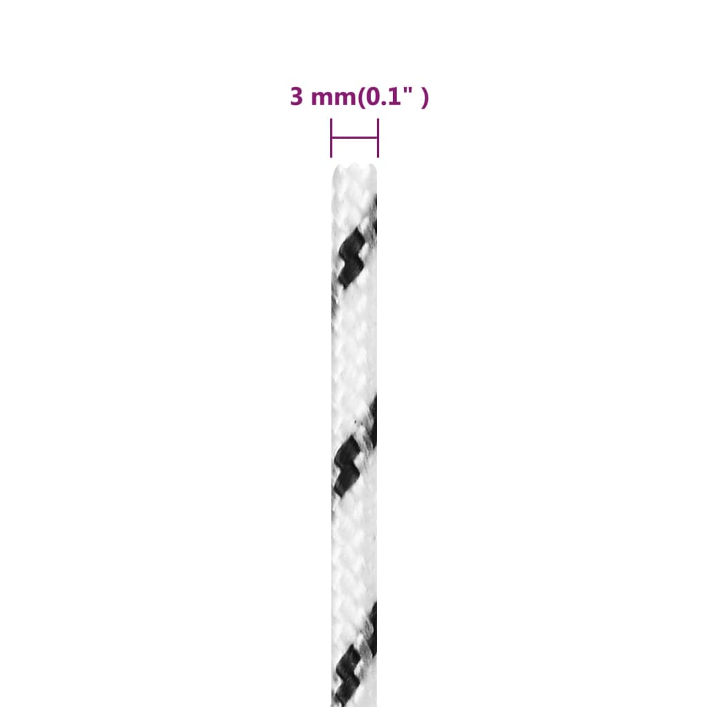 Frânghie împletită pentru barcă, alb, 3 mm x 500 m, poliester Lando - Lando