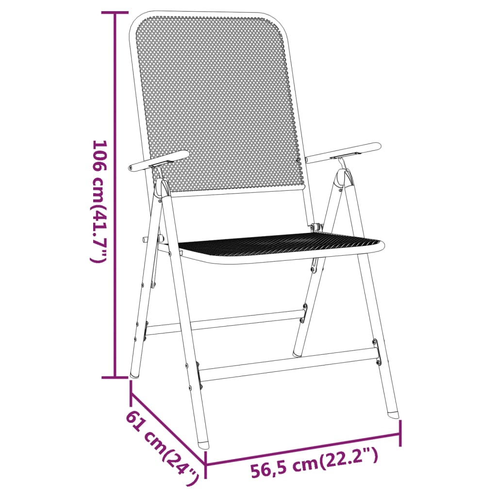 Set mobilier grădină 3 piese antracit plasă metalică expandată - Lando