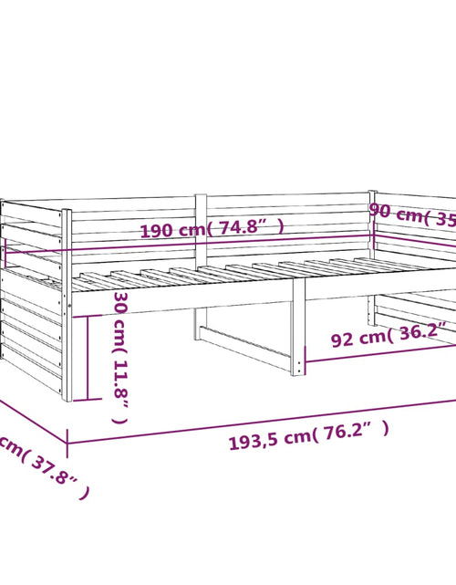Încărcați imaginea în vizualizatorul Galerie, Pat de zi, gri, 90x190 cm, lemn masiv de pin - Lando
