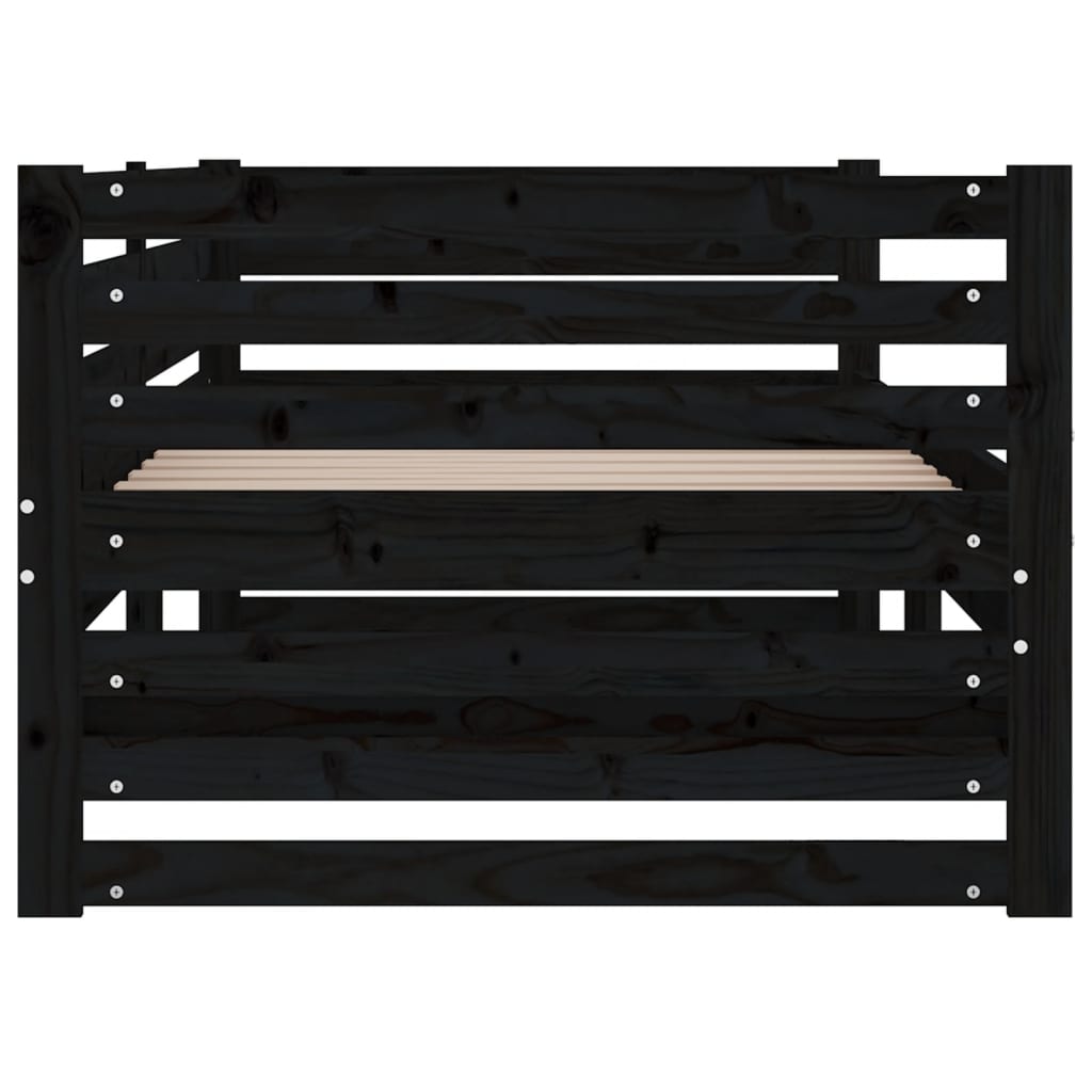 Pat de zi extensibil, negru, 2x(90x190) cm, lemn masiv de pin - Lando