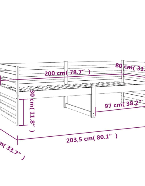 Încărcați imaginea în vizualizatorul Galerie, Pat de zi, negru, 80x200 cm, lemn masiv de pin - Lando
