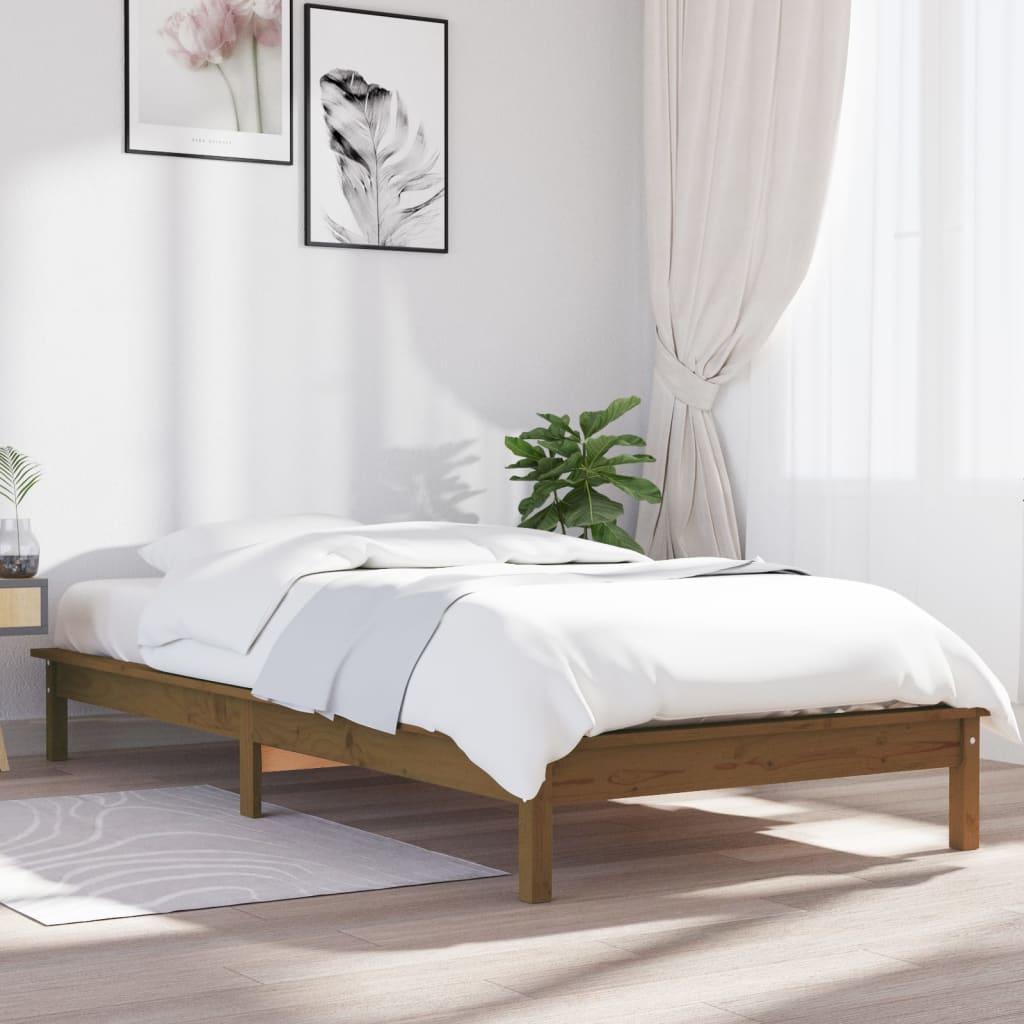 Cadru de pat, maro miere, 90x200 cm, lemn masiv de pin - Lando