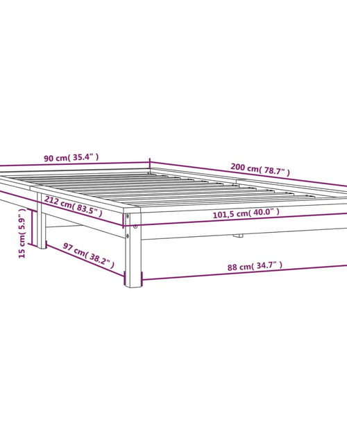 Загрузите изображение в средство просмотра галереи, Cadru de pat, negru, 90x200 cm, lemn masiv de pin - Lando
