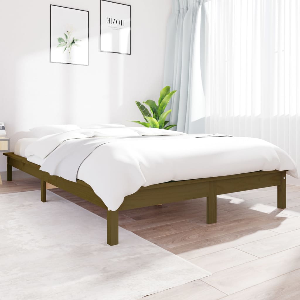 Cadru de pat, maro miere, 140x200 cm, lemn masiv de pin - Lando