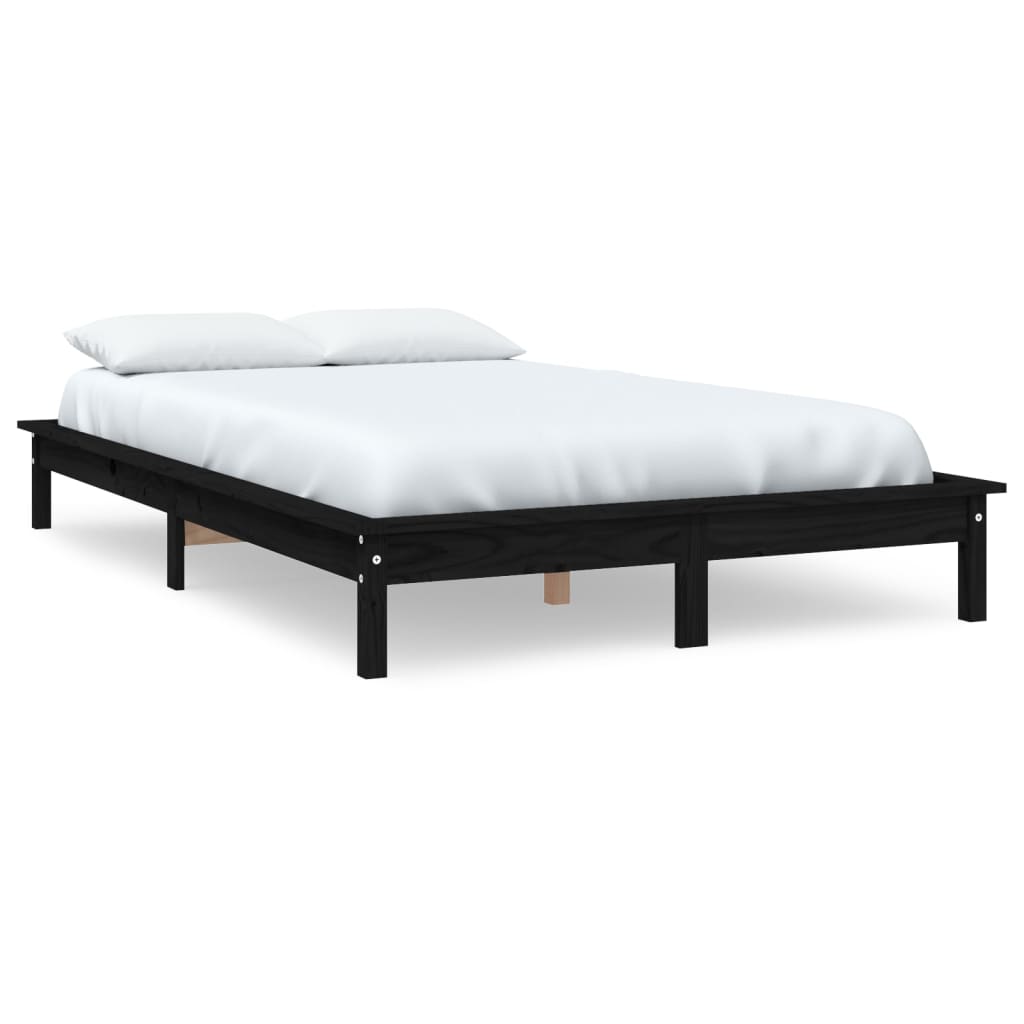 Cadru de pat, negru, 160x200 cm, lemn masiv de pin - Lando