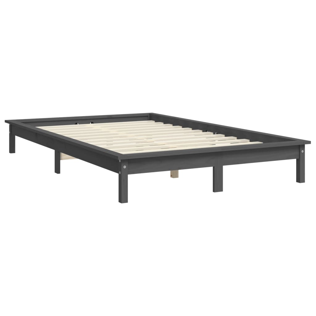 Cadru de pat Super King 6FT, gri, 180x200 cm, lemn masiv de pin - Lando