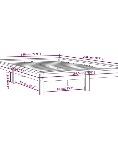 Încărcați imaginea în vizualizatorul Galerie, Cadru de pat Super King 6FT, gri, 180x200 cm, lemn masiv de pin - Lando
