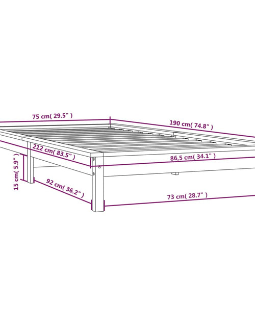 Загрузите изображение в средство просмотра галереи, Cadru de pat mic Single 2FT6, gri, 75x190 cm, lemn masiv de pin - Lando
